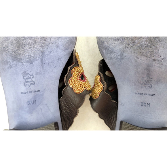 Donald J. Pliner Gusa Beaded Flower Sandals Made in Italy Women's Size 9.5 - Picture 11 of 12